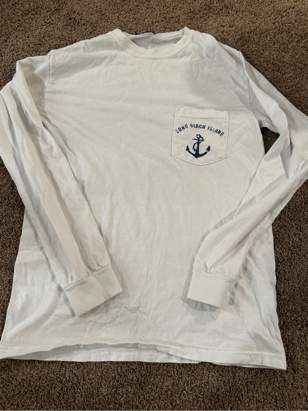 Long Beach Island White Pocket Long-Sleeve T-Shirt